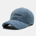 Men Newsboy Caps Lambswool Letter Embroidery Simple Warmth Baseball Cap for Women