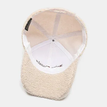 Men Newsboy Caps Lambswool Letter Embroidery Simple Warmth Baseball Cap for Women
