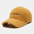 Men Newsboy Caps Lambswool Letter Embroidery Simple Warmth Baseball Cap for Women