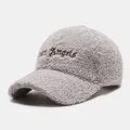 Men Newsboy Caps Lambswool Letter Embroidery Simple Warmth Baseball Cap for Women