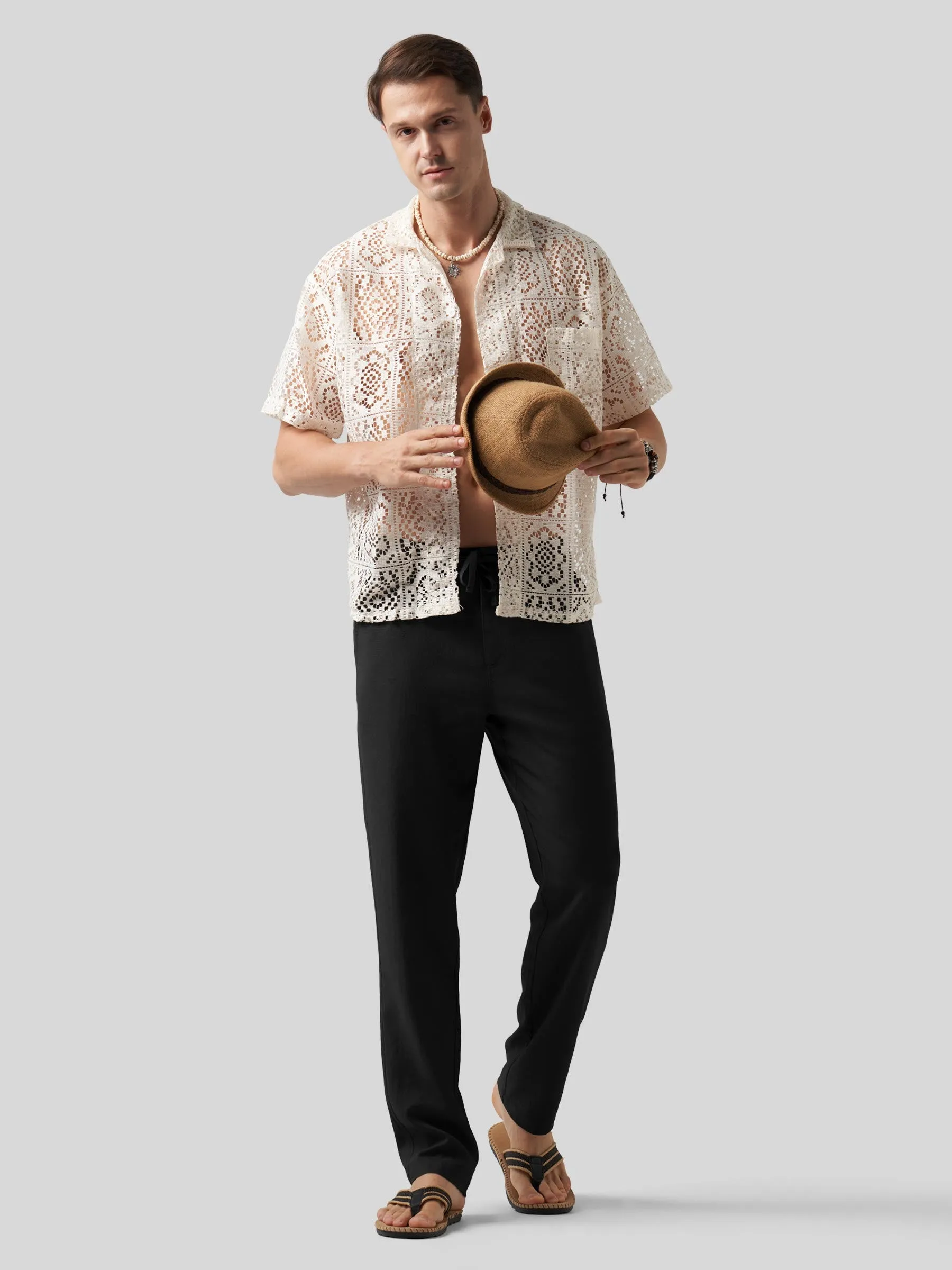 Men's Casual Cotton Linen Pants 30 Inch