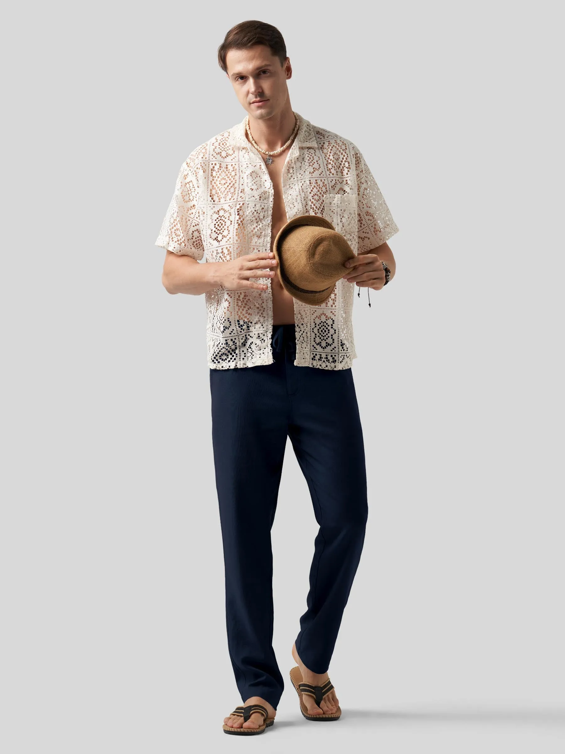 Men's Casual Cotton Linen Pants 30 Inch