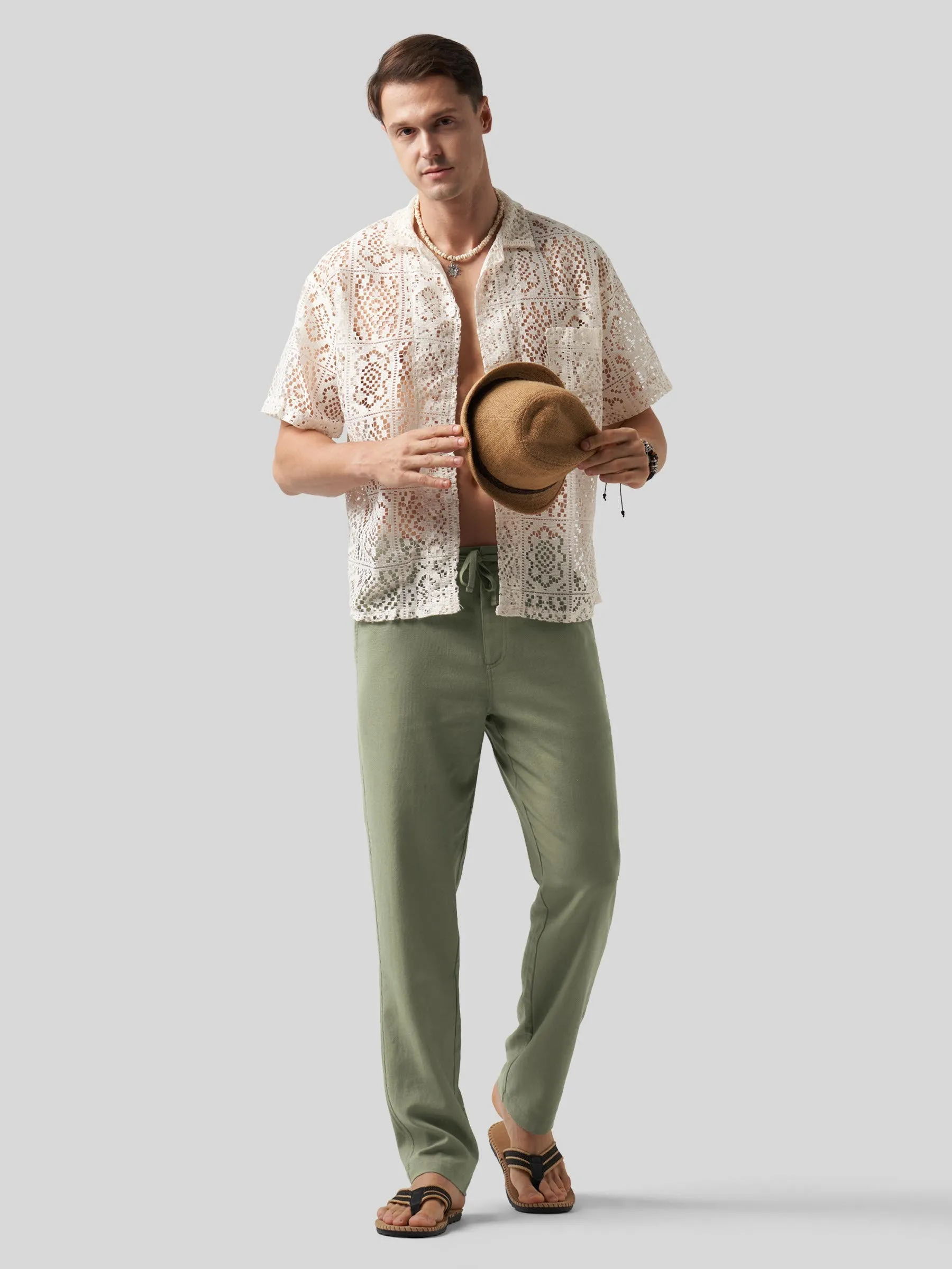 Men's Casual Cotton Linen Pants 30 Inch