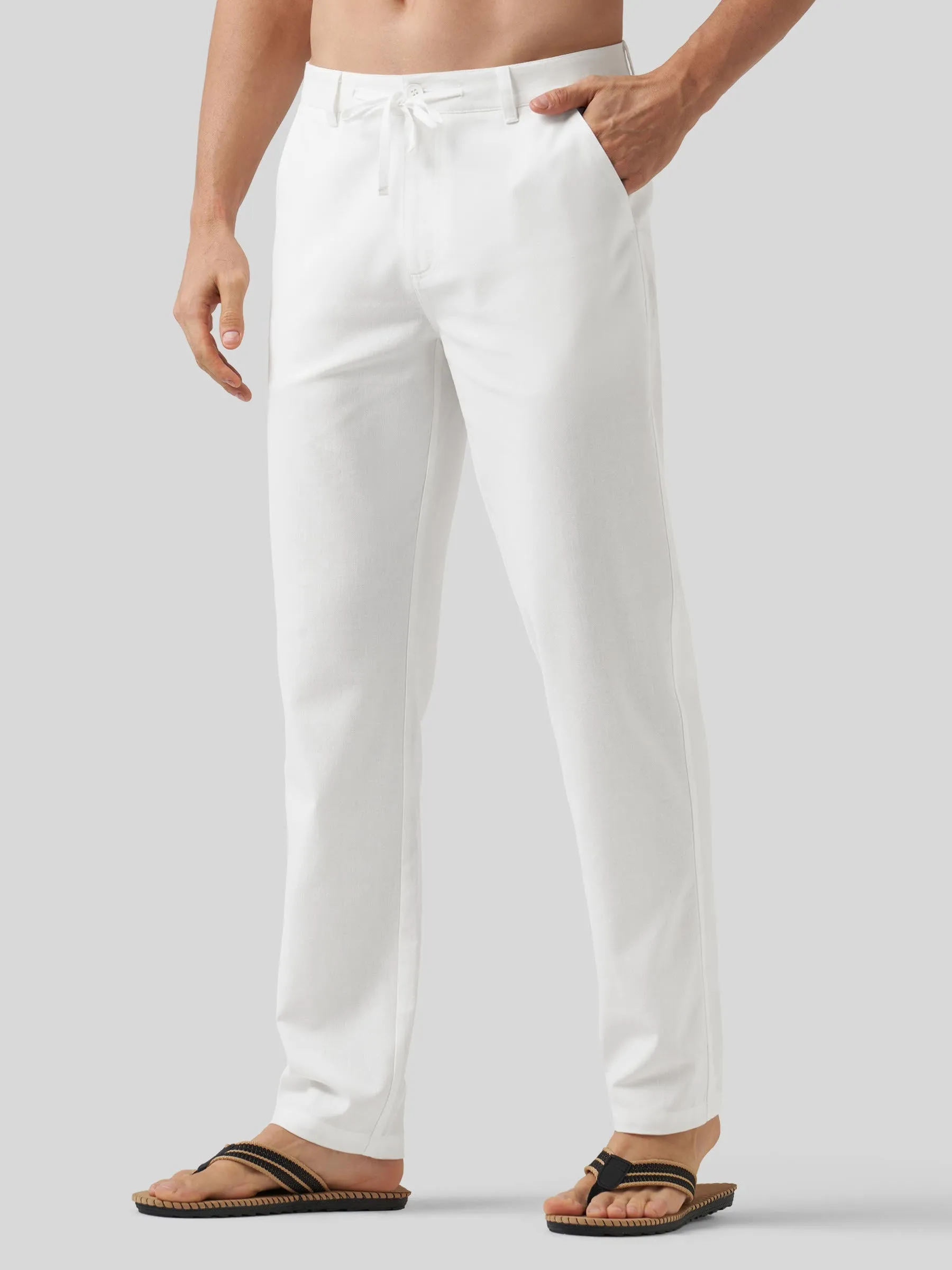 Men's Casual Cotton Linen Pants 30 Inch