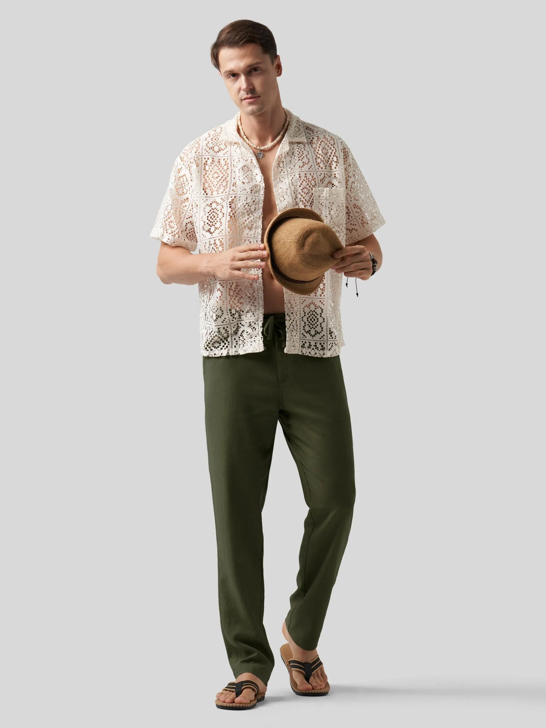 Men's Casual Cotton Linen Pants 30 Inch