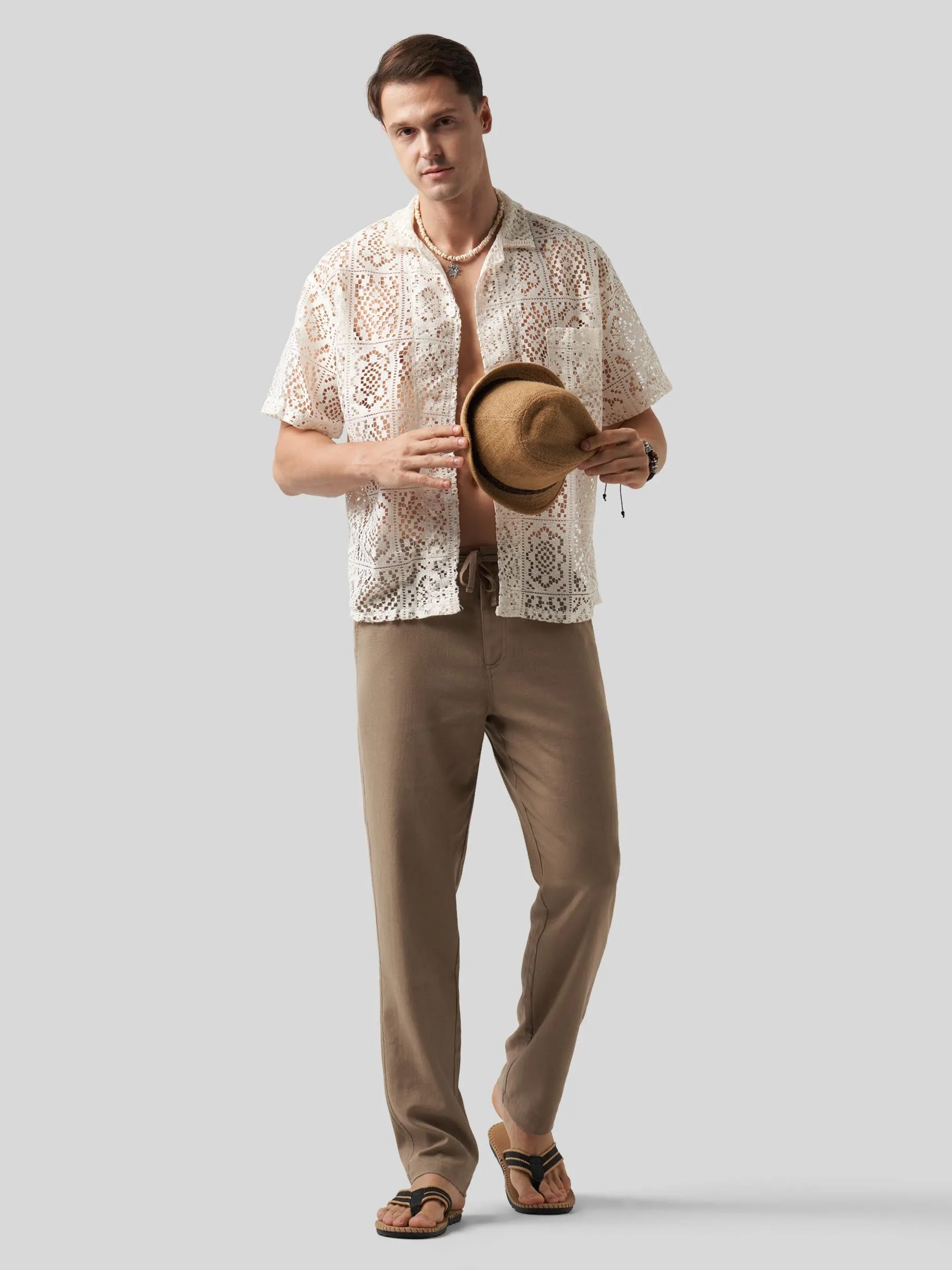Men's Casual Cotton Linen Pants 32 Inch