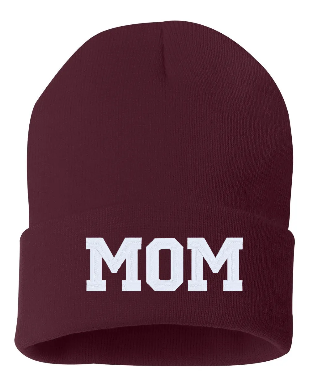 MOM Embroidered Cuffed Beanie Hat