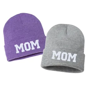 MOM Embroidered Cuffed Beanie Hat