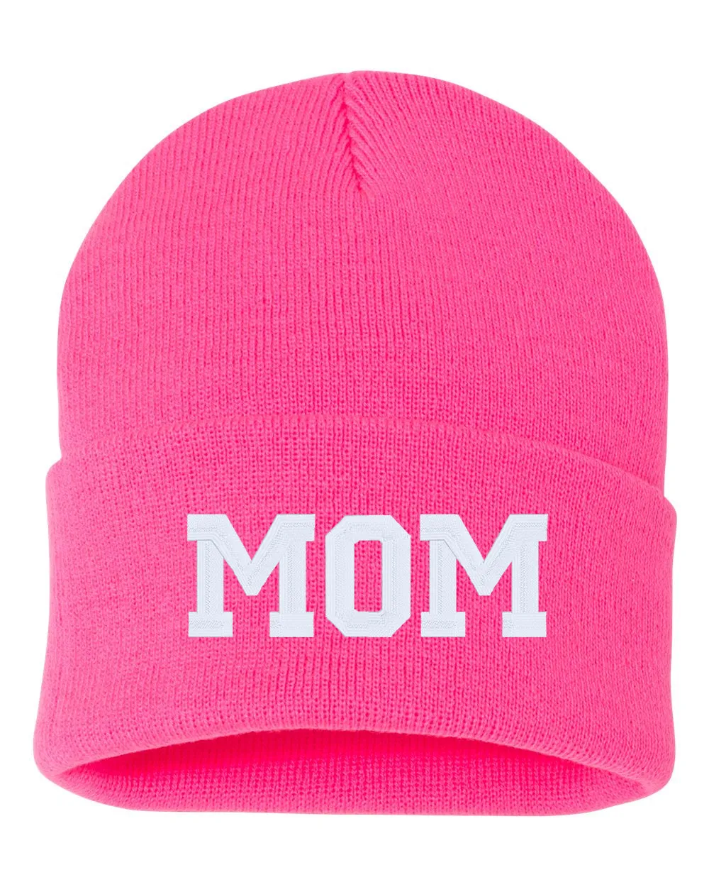 MOM Embroidered Cuffed Beanie Hat