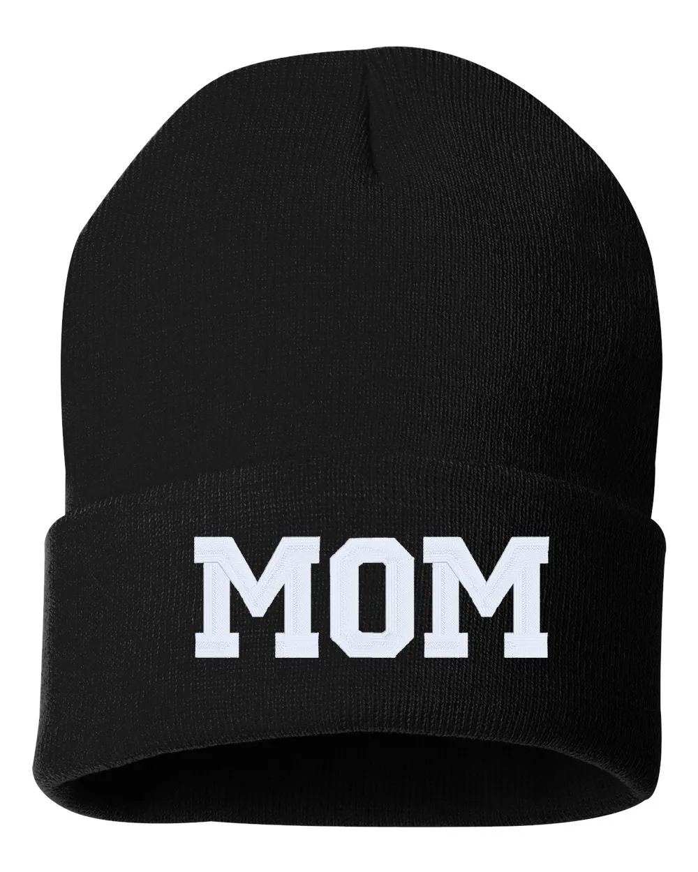 MOM Embroidered Cuffed Beanie Hat