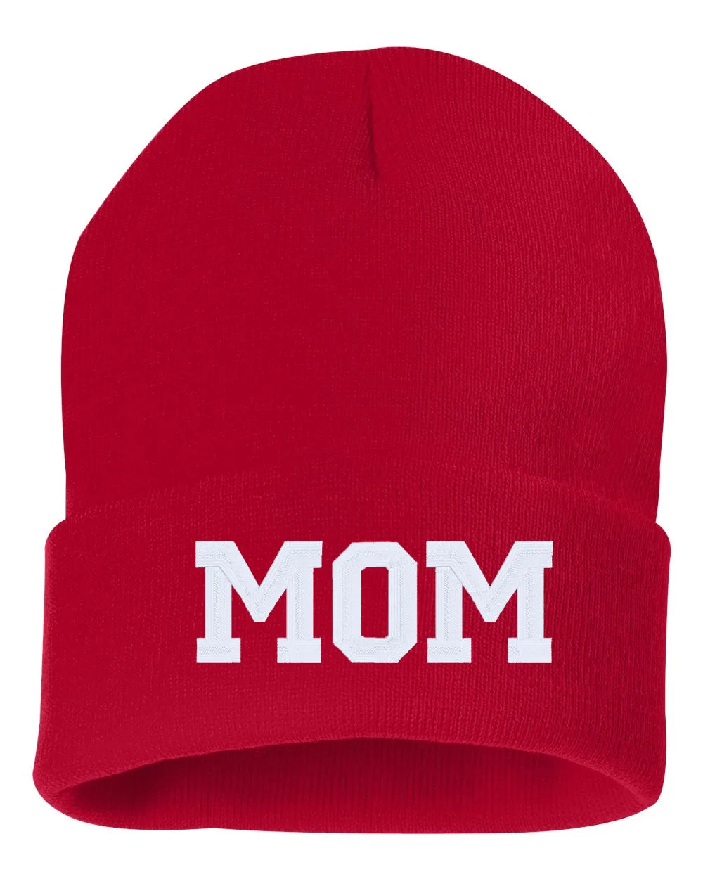 MOM Embroidered Cuffed Beanie Hat