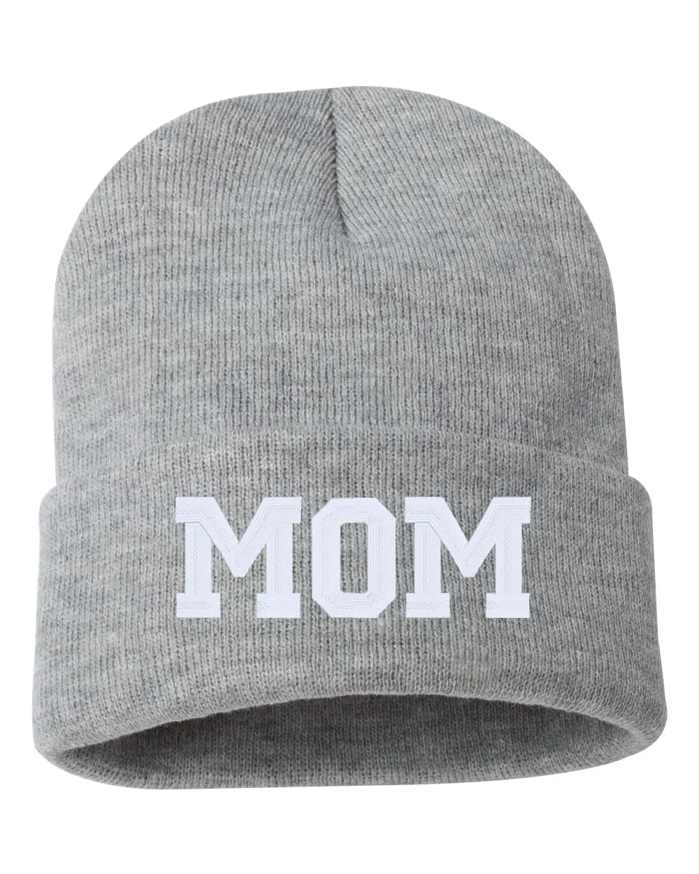 MOM Embroidered Cuffed Beanie Hat