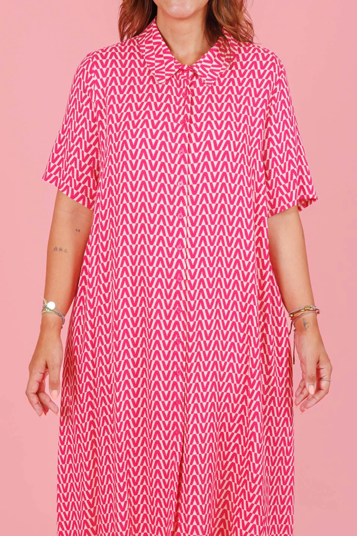 Monaco Shirt Dress - Pink