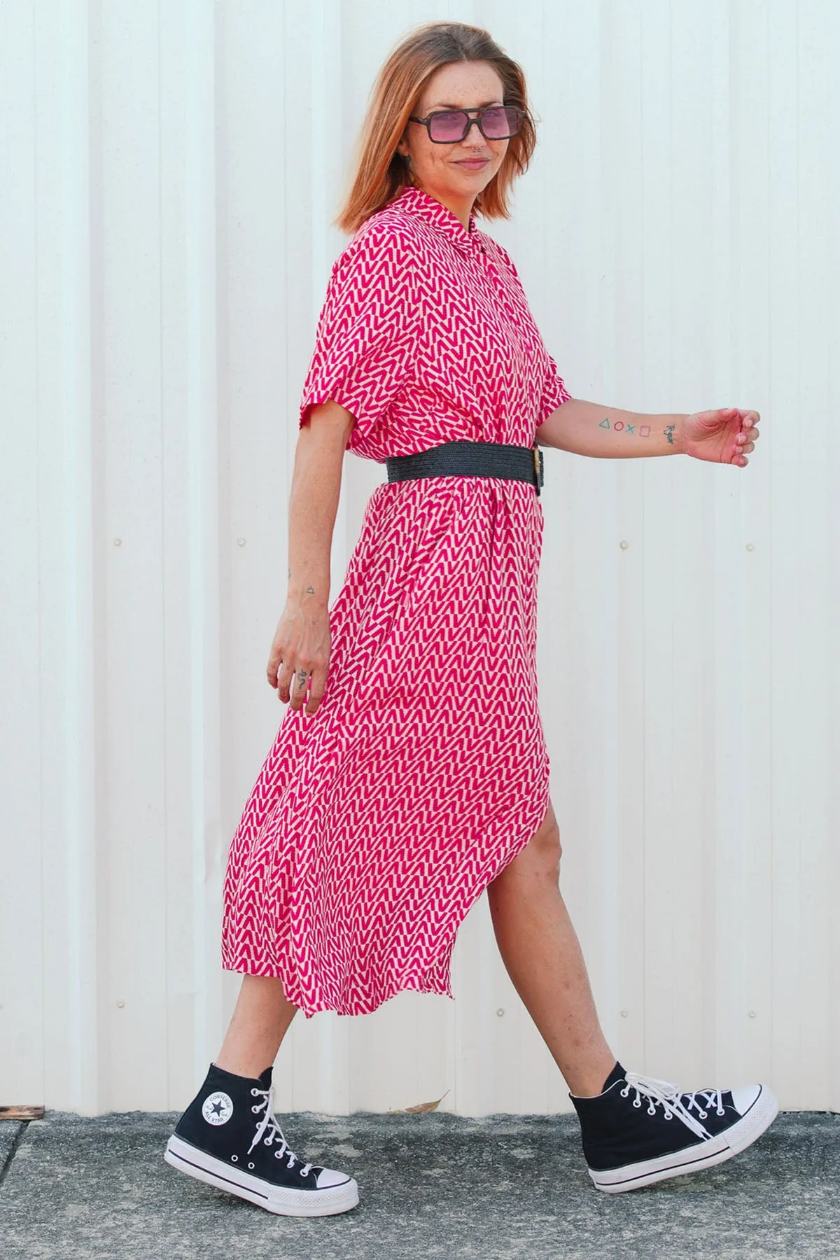 Monaco Shirt Dress - Pink