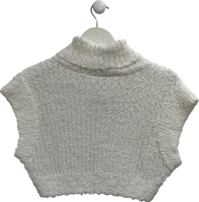 Naked Wardrobe Cream Sleeveless Knit Turtleneck Cropped Sweater UK S