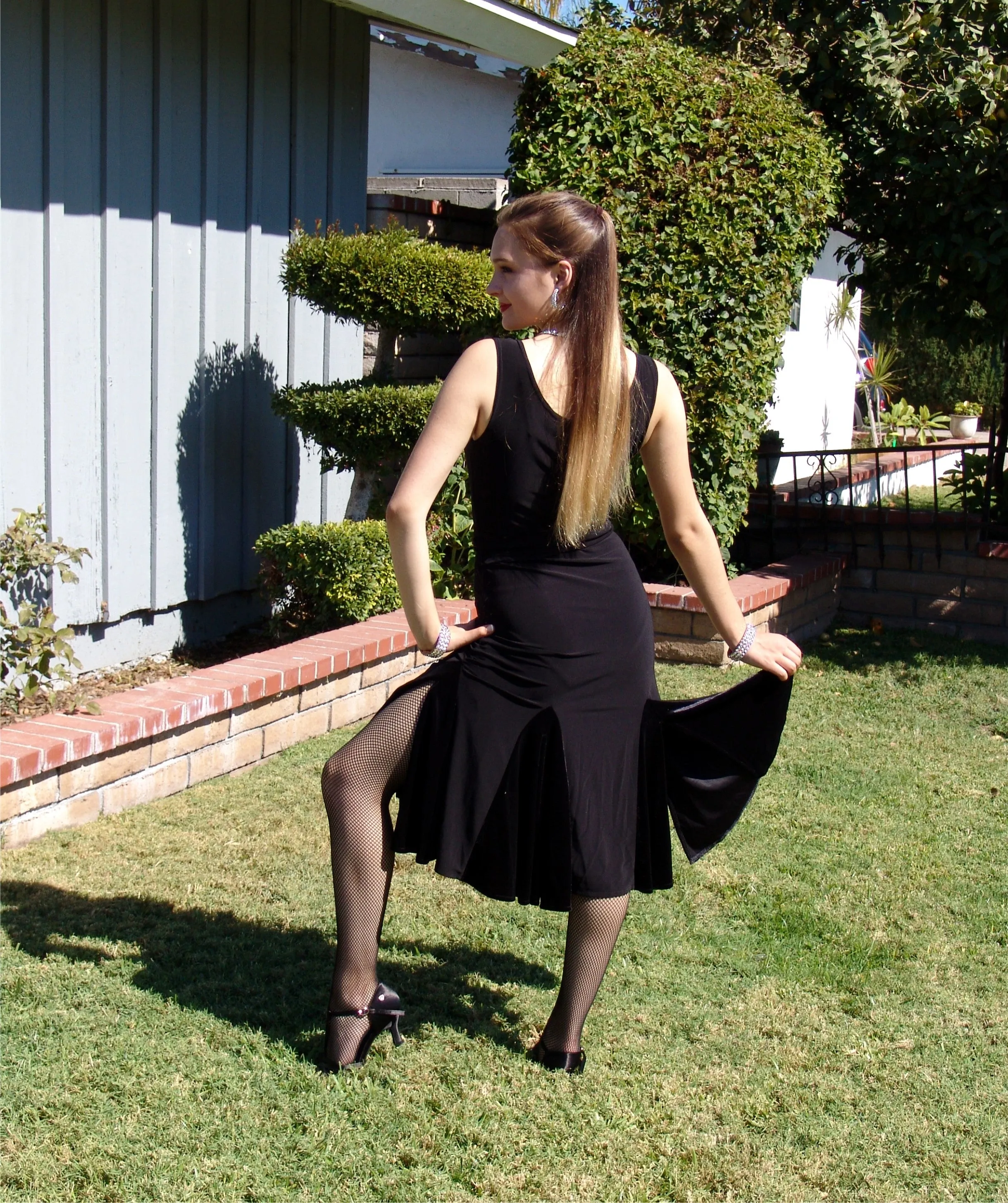 NUG 00698 Black Latin Panels Dress