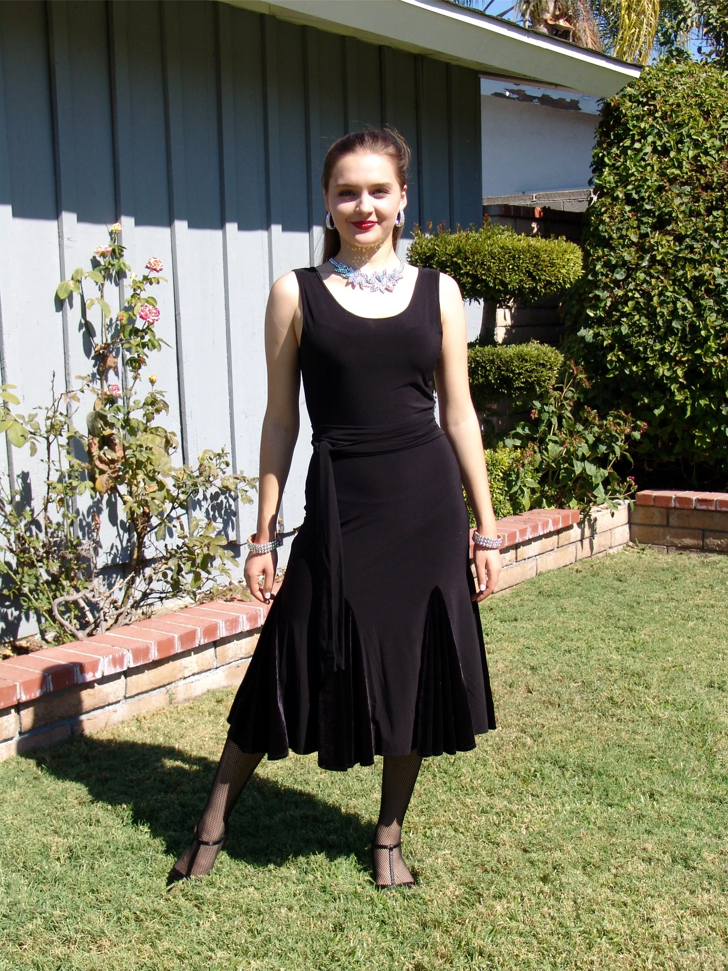 NUG 00698 Black Latin Panels Dress
