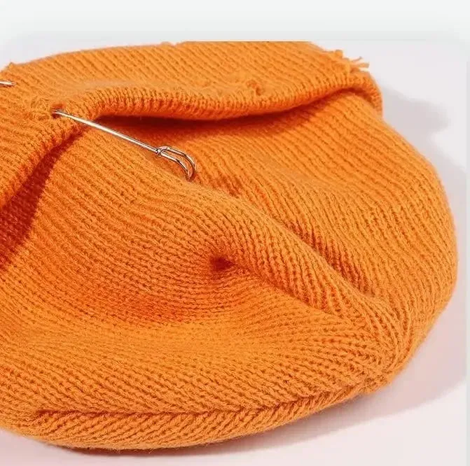 Oohmy Y2K Gothic Beanie with Metal Rings