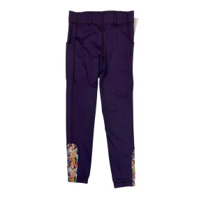 Ovation AeroWick Kids Knee Patch Riding Tights in Purple Horse Party - Children's XS