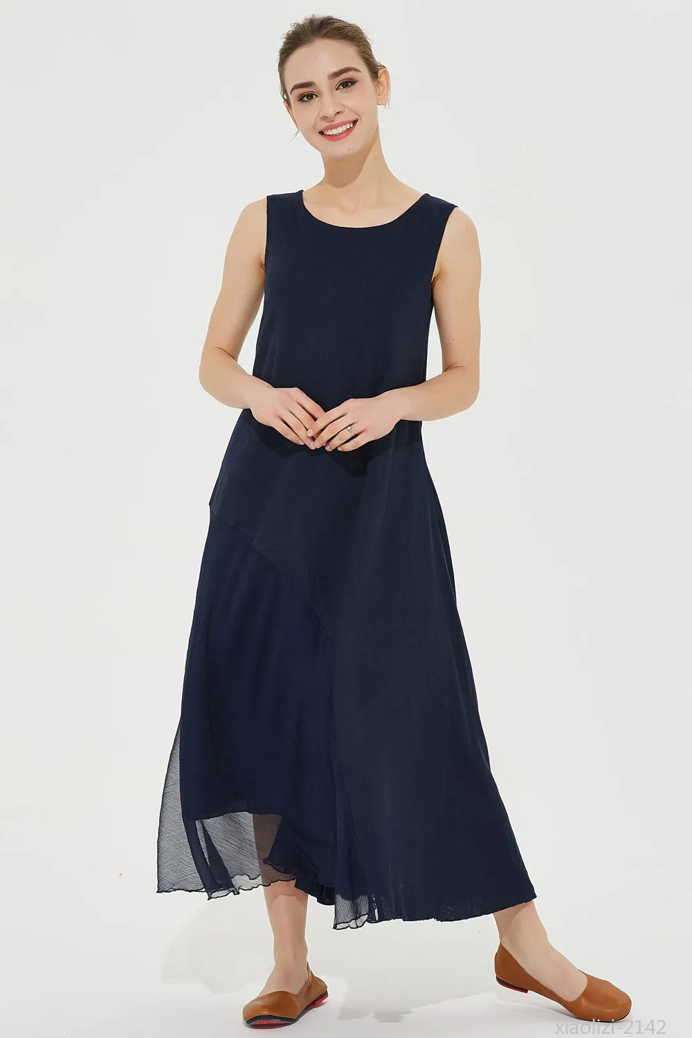 oversized navy blue dress, womens layered dress 2142