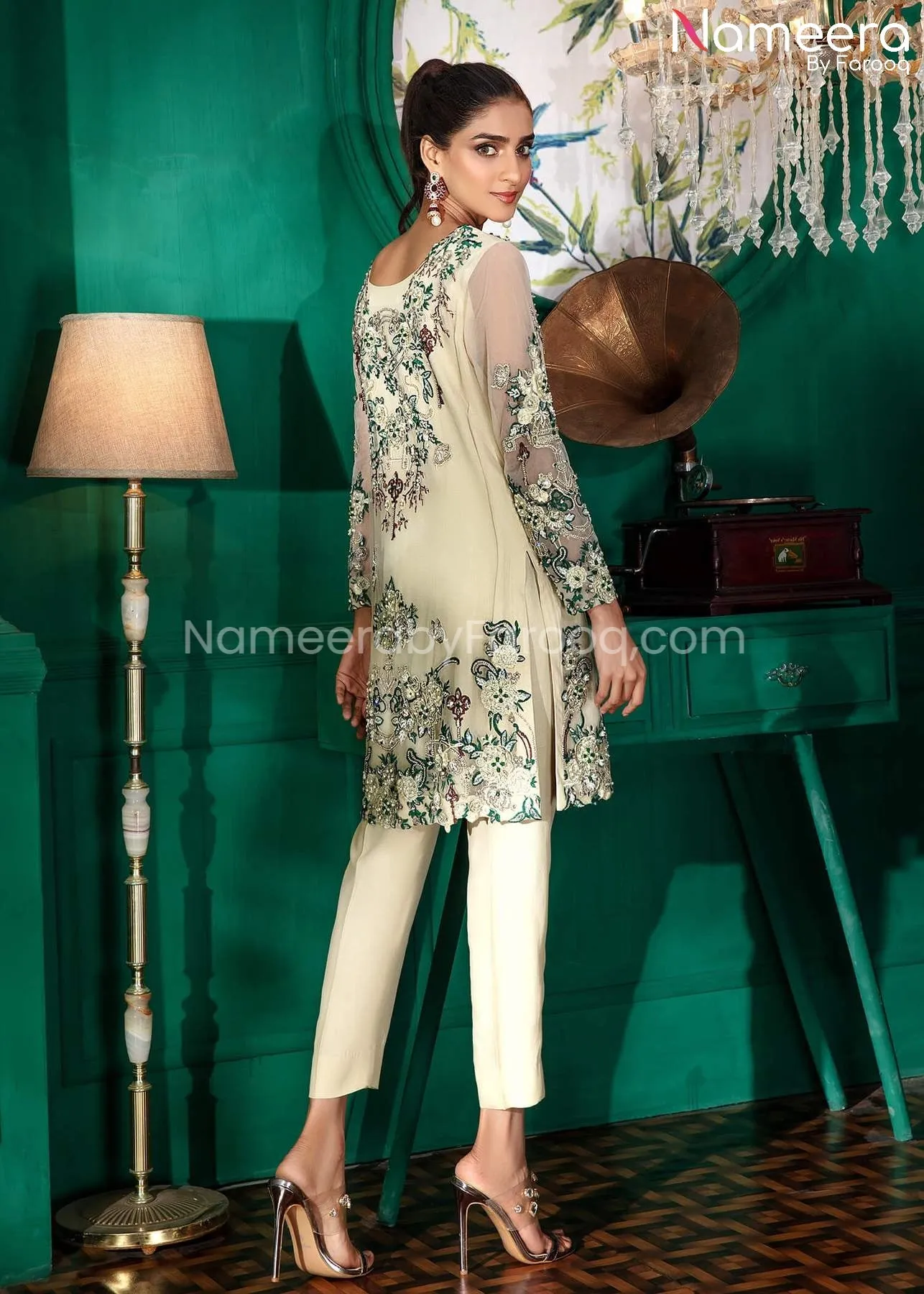 Pakistani Wedding Net Shirt with Trouser Dress #WN18