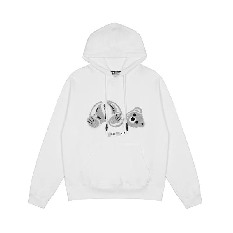Palm Angels Hoodie Angel Black and White Embroidered Hoodie Men's Loose Coat