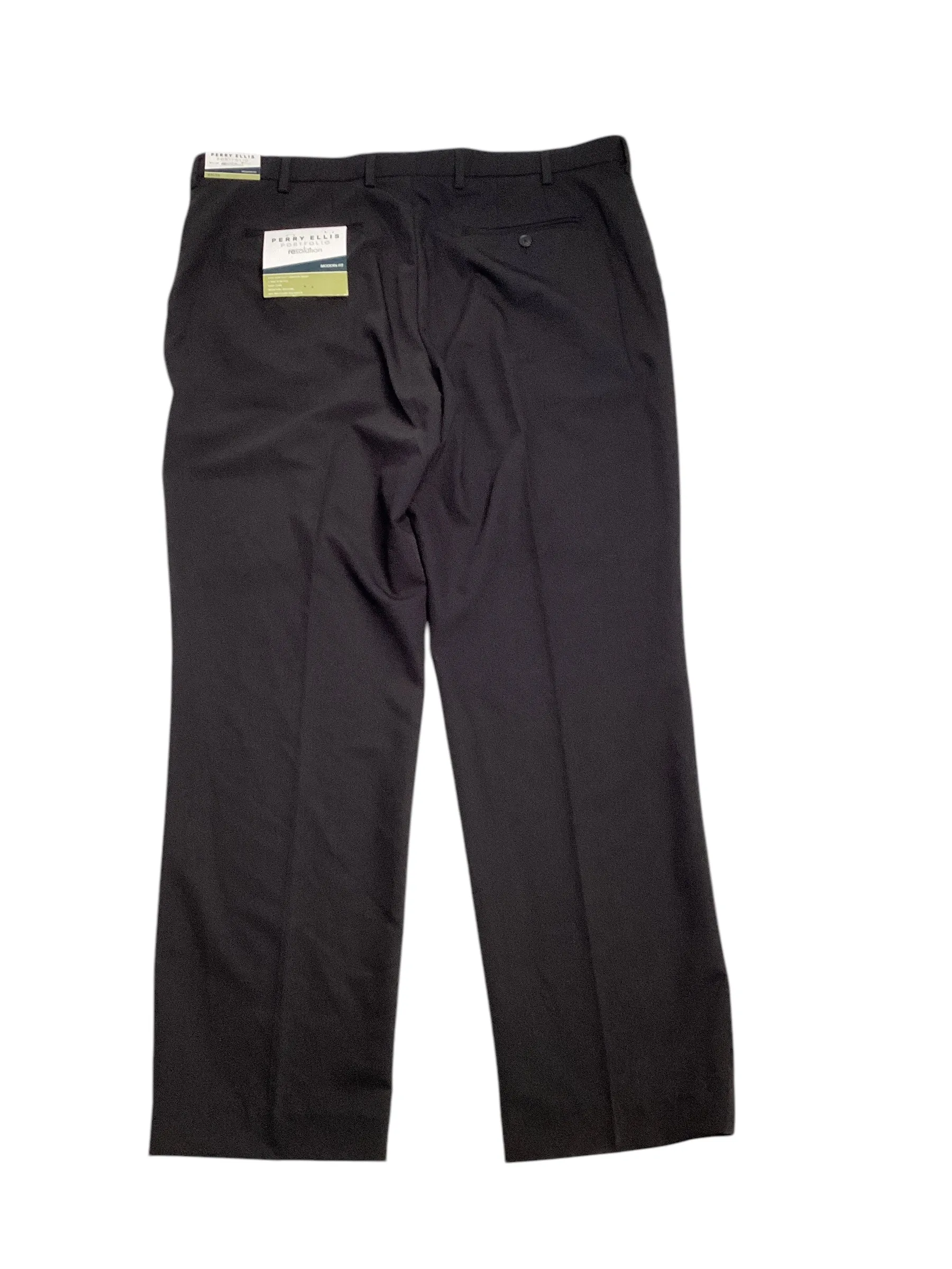 Perry Ellis Mens Modern fit Dress Pants 38 / 32 Black Solid Stretch