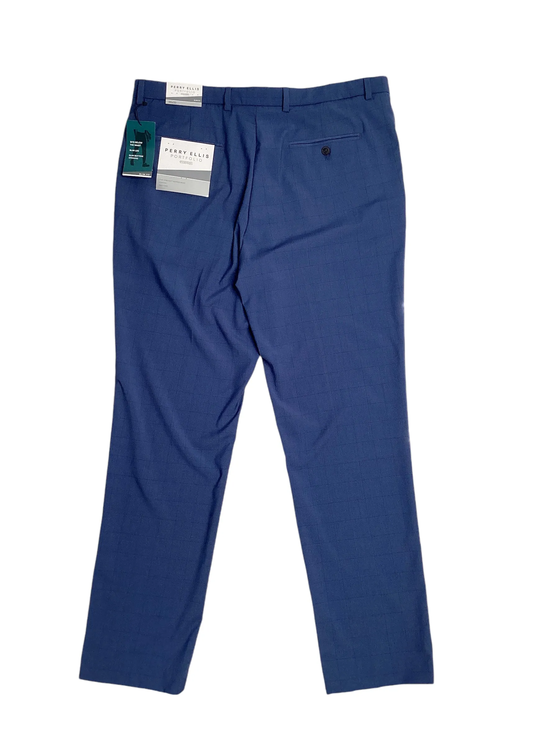 Perry Ellis Mens Slim Fit Dress Pants 32 / 32 Blue