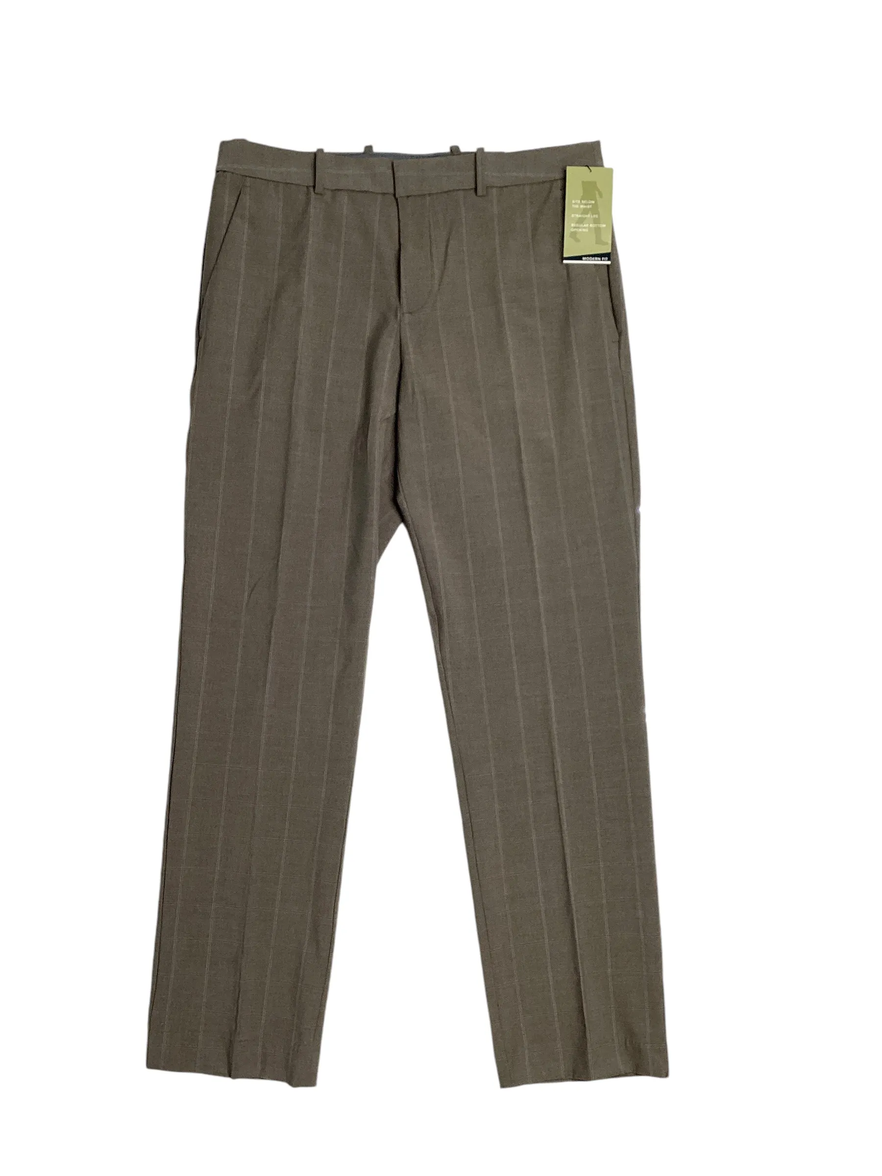 Perry Ellis Portfolio Mens Modern fit Dress Pants 34 / 30 Brown Plaid