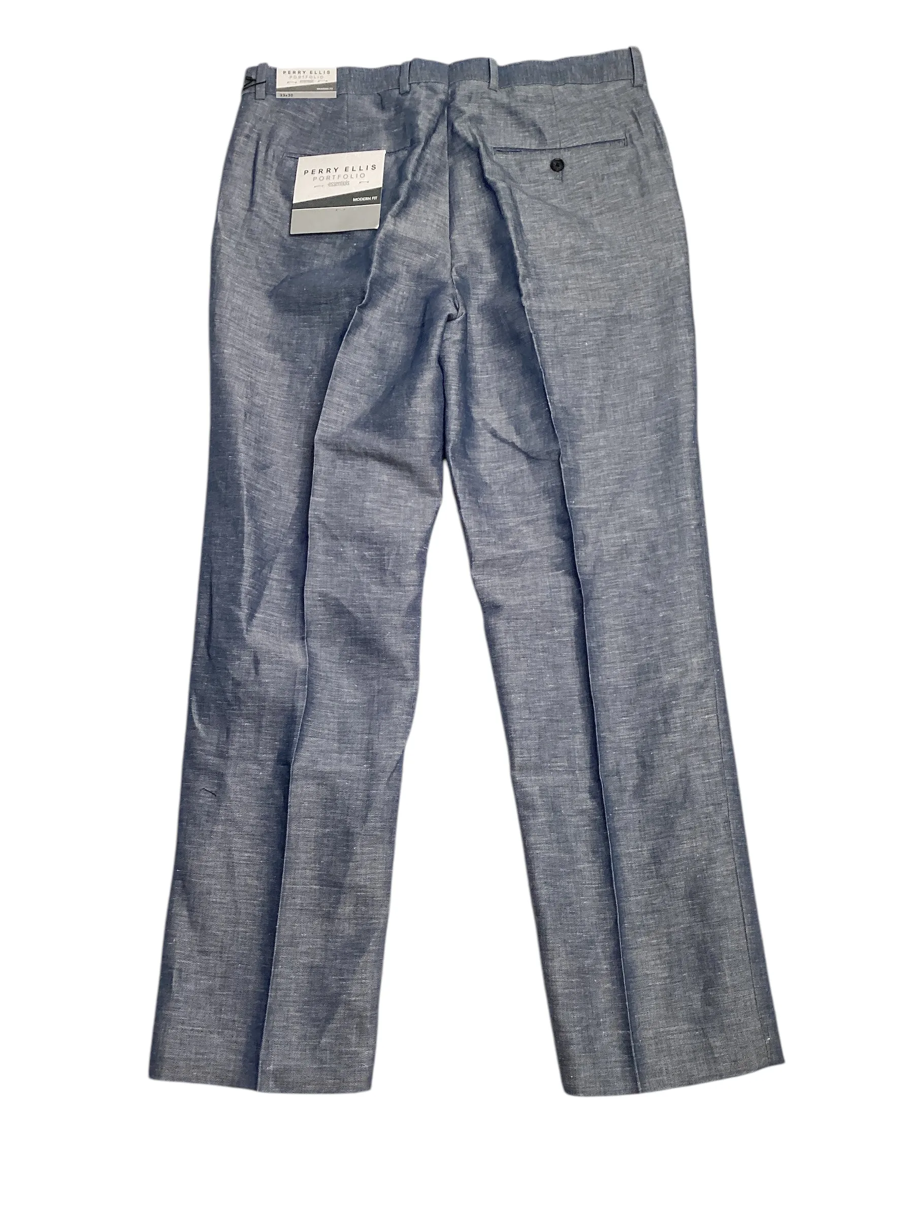 Perry Ellis Portfolio Mens Modern fit Dress Pants Pants 33 / 30 Blue Solid