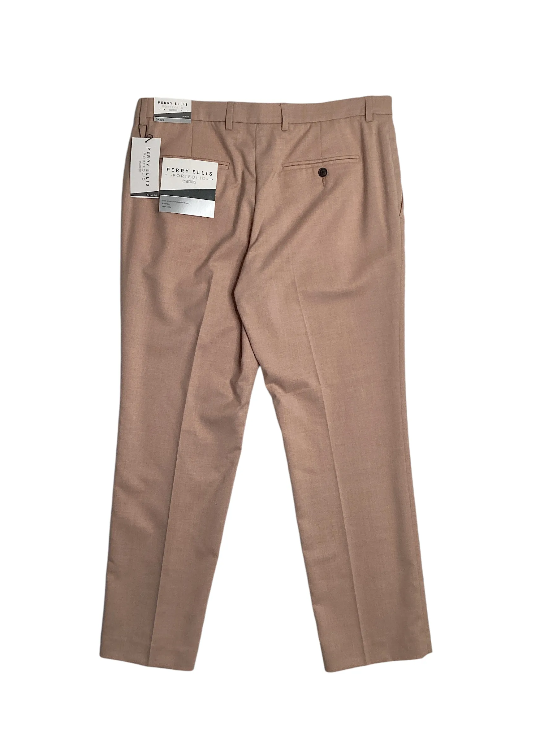 Perry Ellis Portfolio Mens Slim fit Dress Pants 32 / 32 Pink Solid Stretch