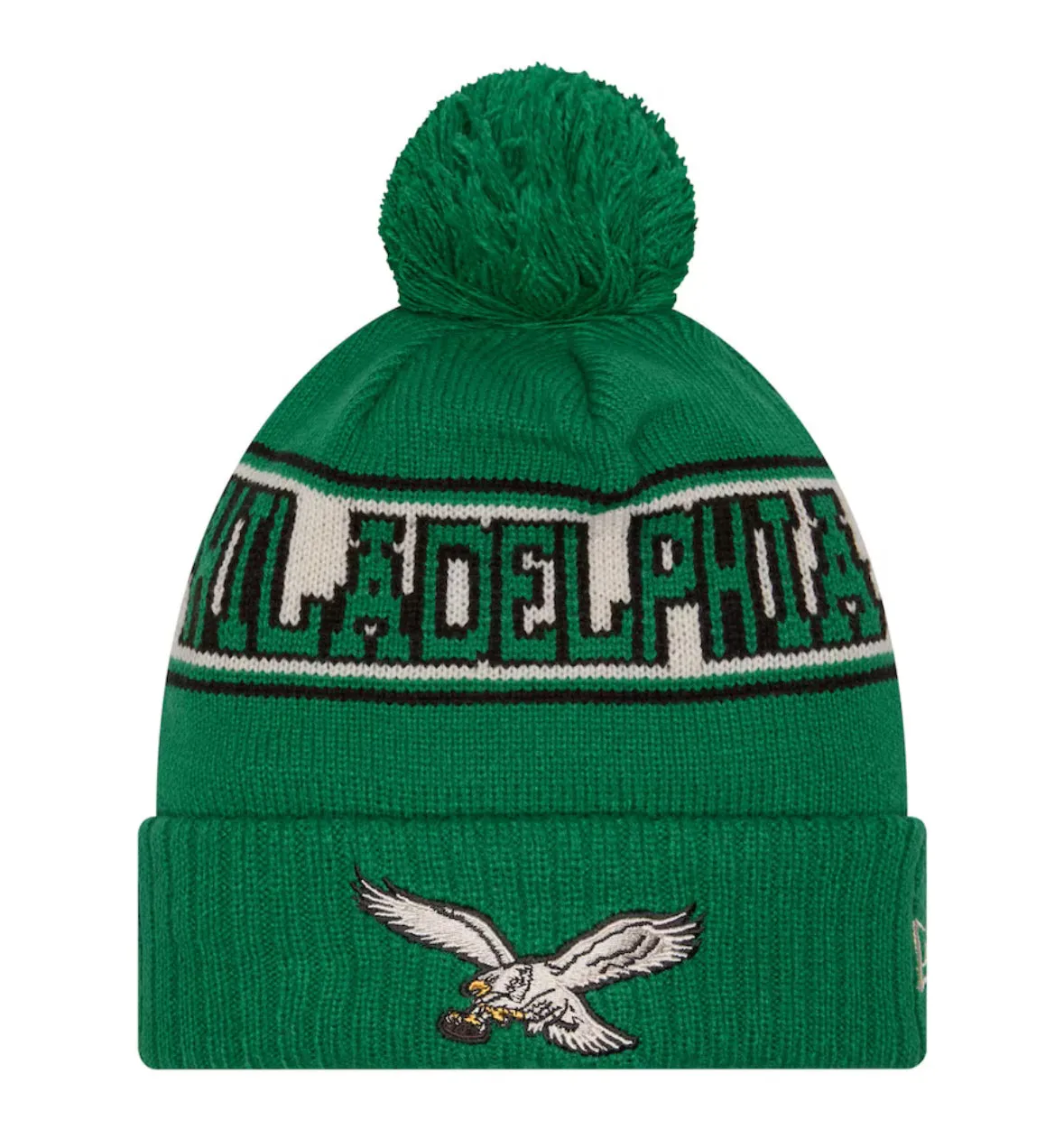 Philadelphia Eagles New Era NFL Retro Sideline Cuffed Knit With Pom Beanie