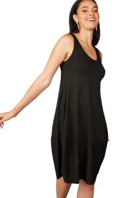 Pistache Tank Dress with Crepe Hem- Black