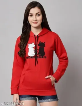 Red Cat Print Hoodie