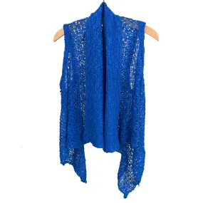 Reversible Popcorn Knit Shawl Vest - Azul