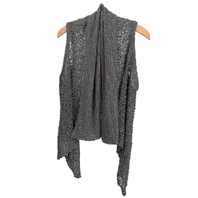 Reversible Popcorn Knit Shawl Vest - Charcoal