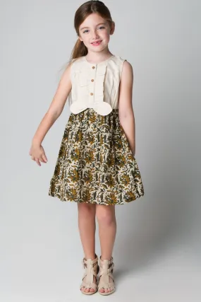 Ruffles and Bowtie Shirt and Skirt One Piece Dress