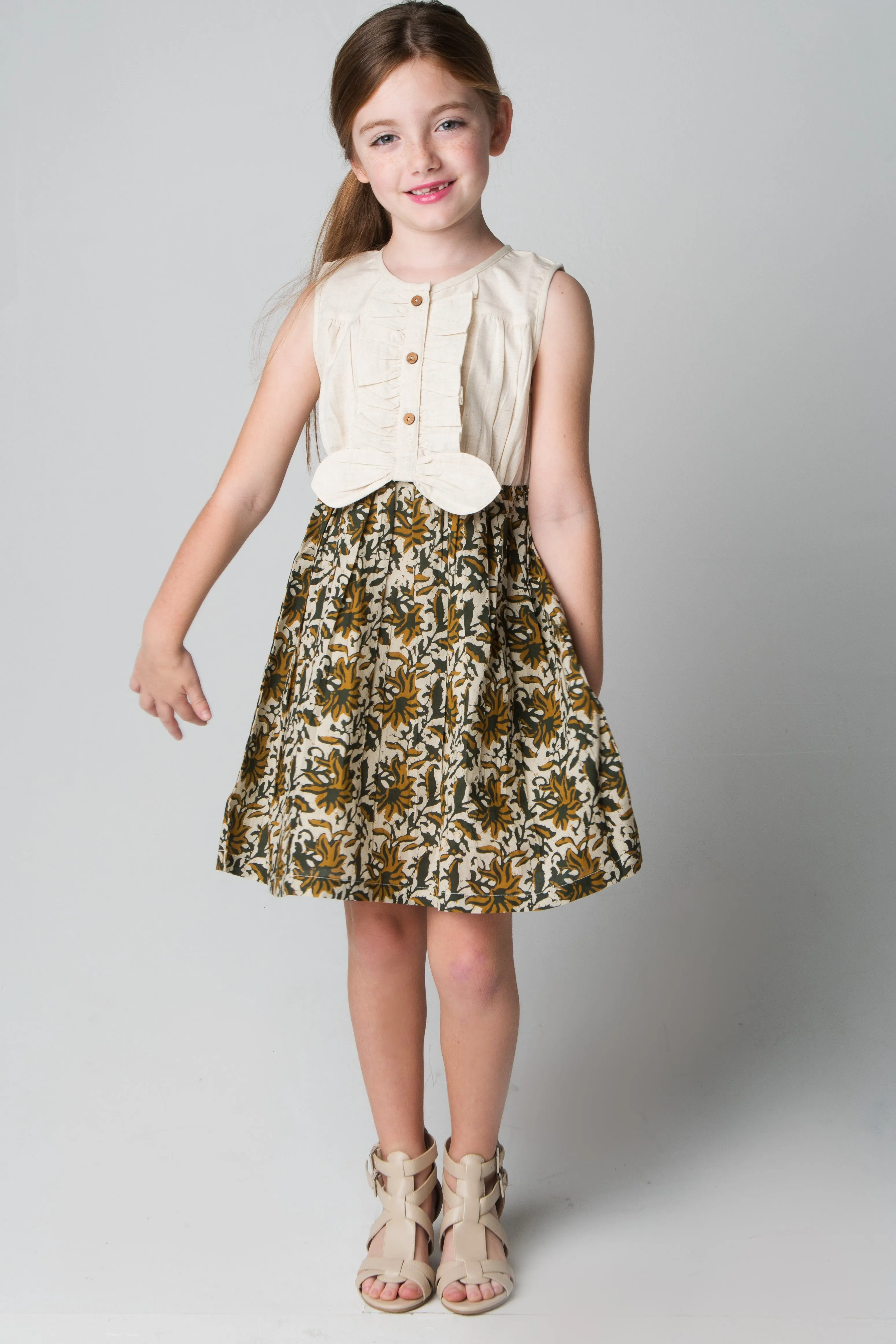 Ruffles and Bowtie Shirt and Skirt One Piece Dress