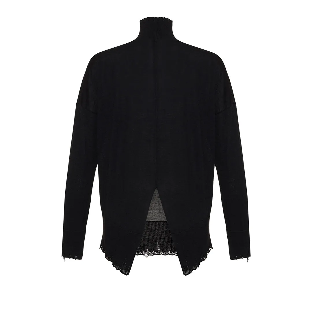 Sato - 100% Wool Turtleneck Black Sweater