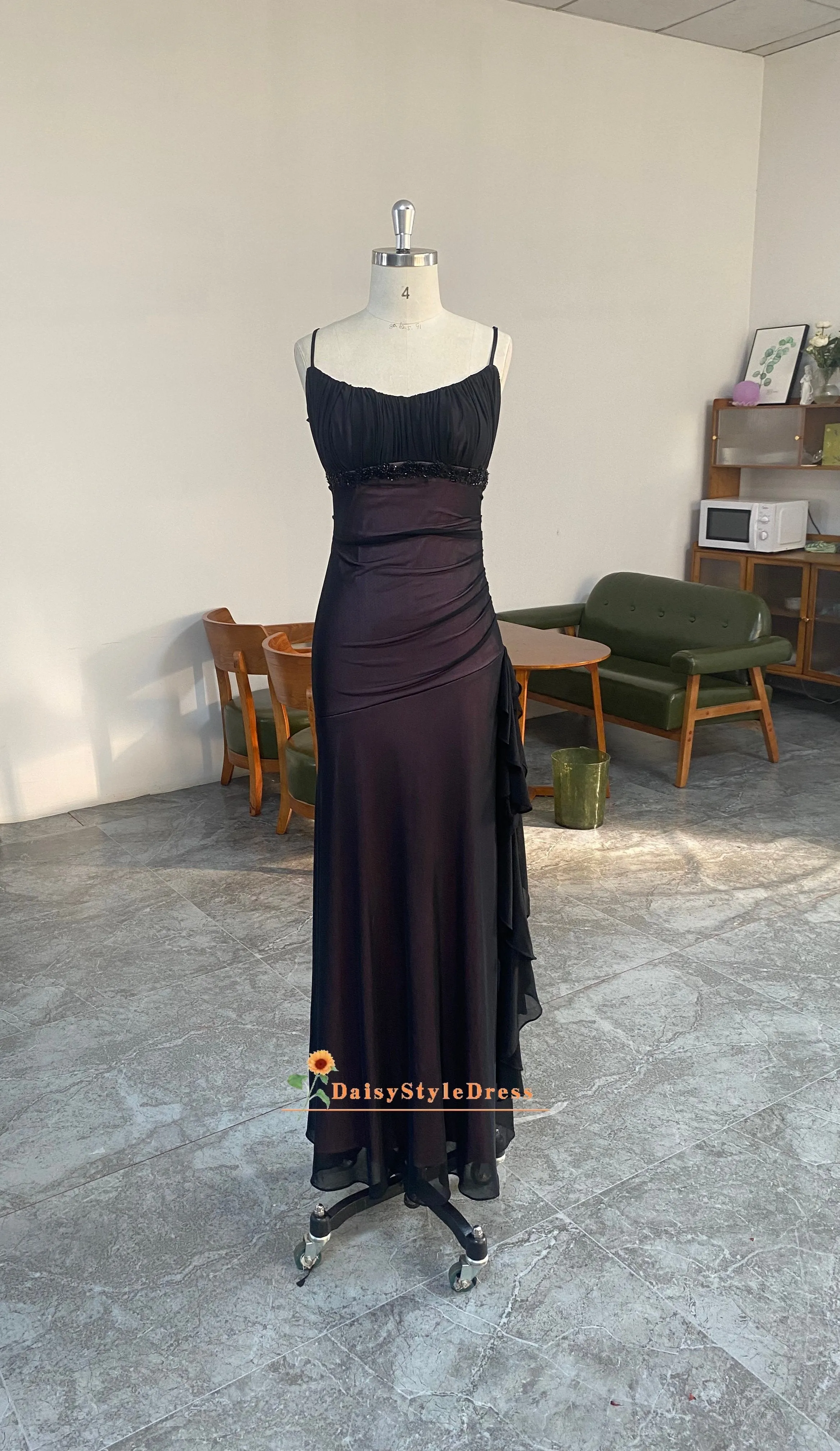Sheath Black and Purple Vintage Prom Dress