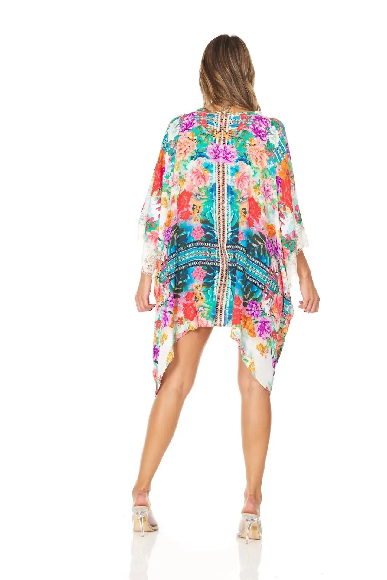Short Colorful Floral Kaftan