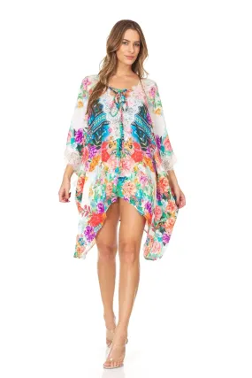Short Colorful Floral Kaftan