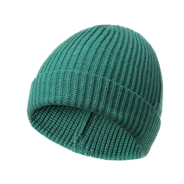 Sidiou Group Hat Knitted Unisex Solid Warm Casual Winter Soft Hats Crimping