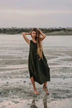 Sleeveless Pocket Dress Shaia Olive