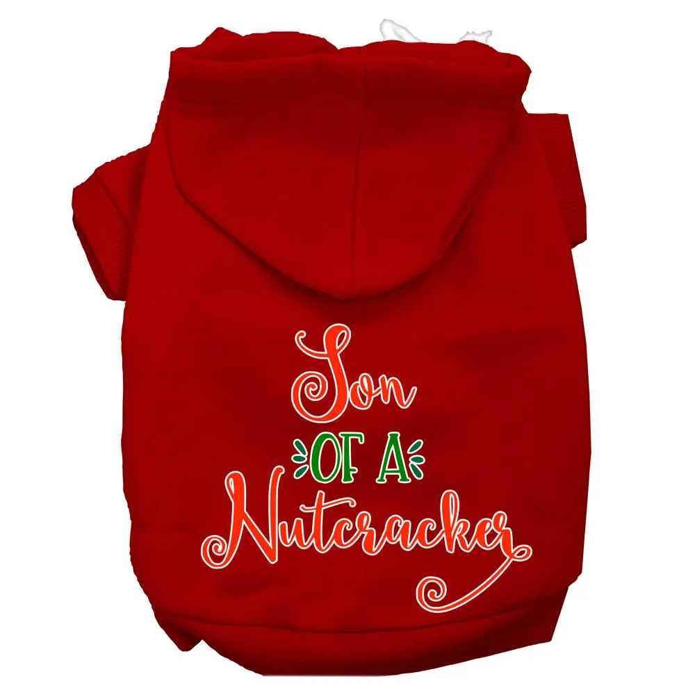 Son Of A Nutcracker Screen Print Dog Hoodie Red L
