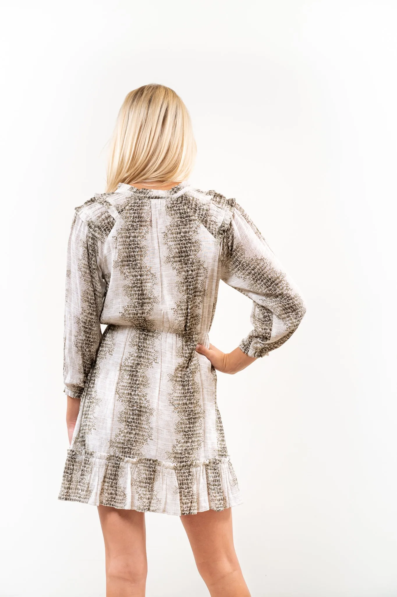 The Claiborne Easy Fit Dress in Army Green and White