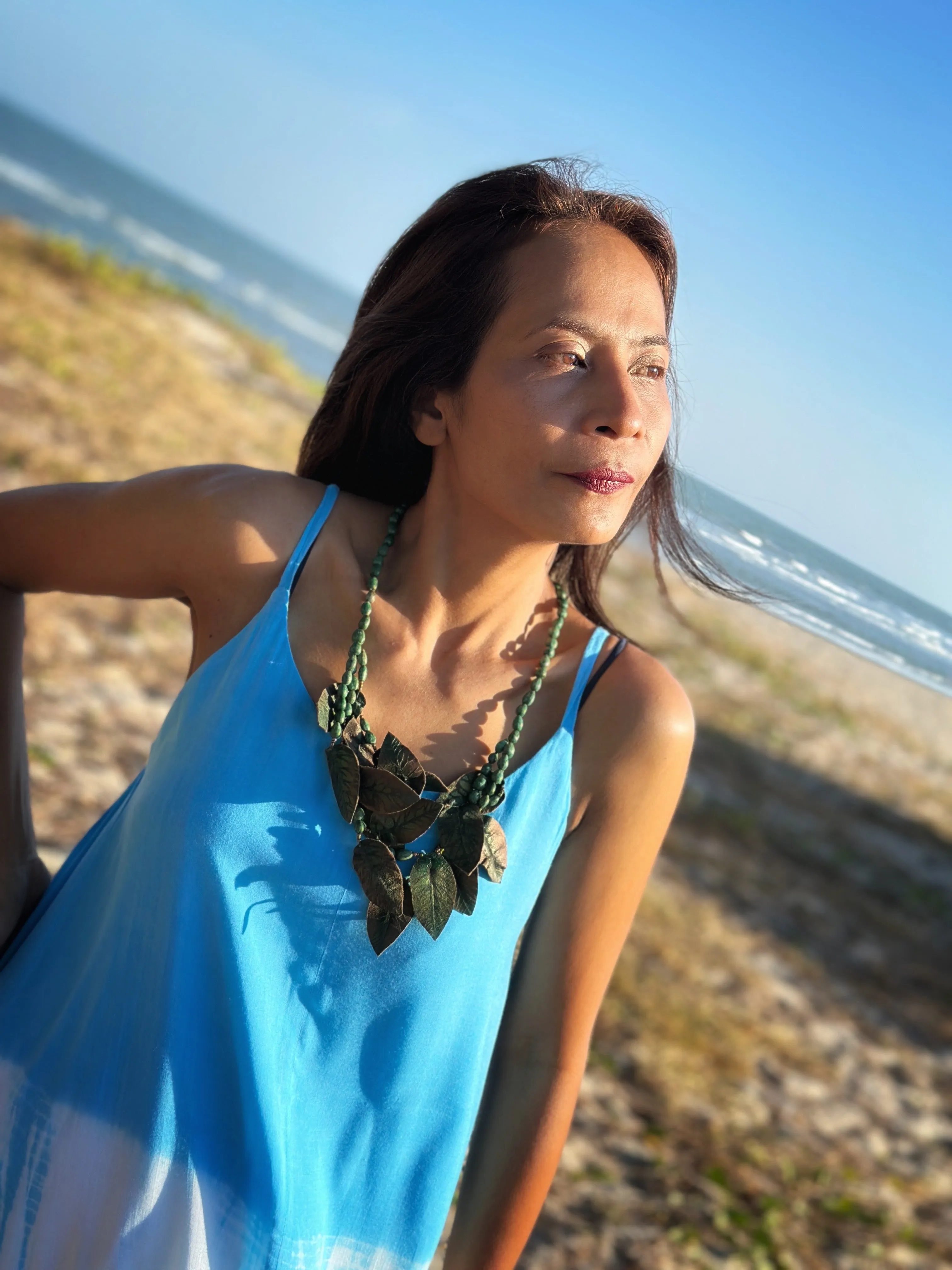 Tie dye halter dress with split