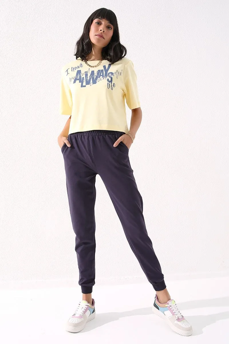 TMY Purple High Waist Jogger Comfort Fit Cuffed Women's Sweatpants - 94561 - Erkelenz