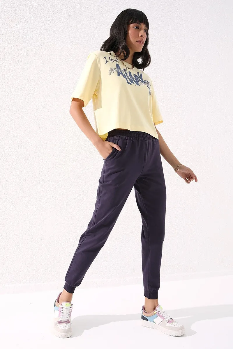 TMY Purple High Waist Jogger Comfort Fit Cuffed Women's Sweatpants - 94561 - Erkelenz