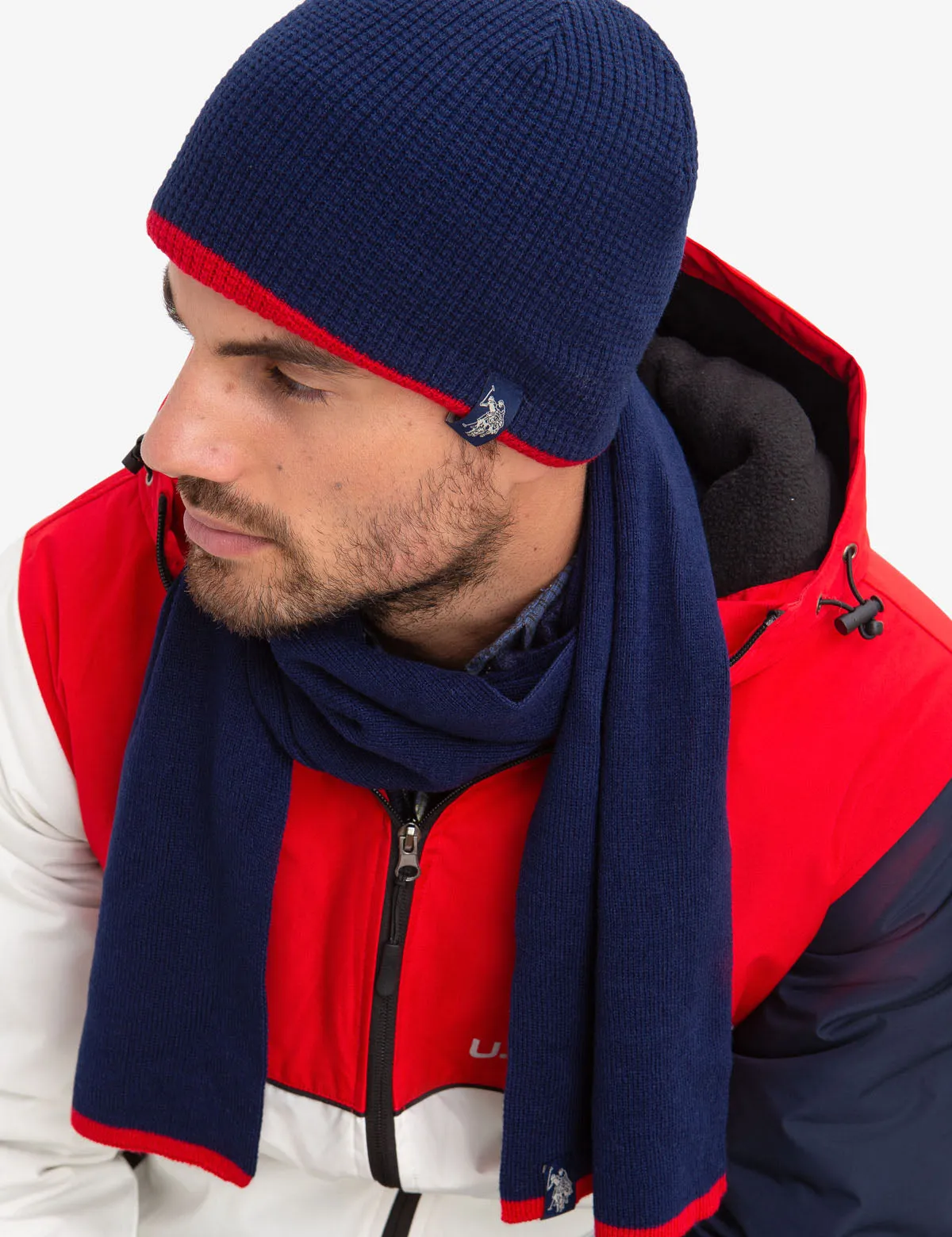 WAFFLE BEANIE AND SCARF SET